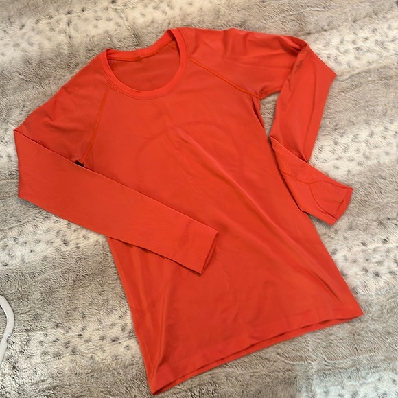 LULULEMON Long sleeve Swiftly Tech 2.0 Warm Coral/Warm coral SIZE 6 Exclnt Cond. - Picture 1 of 4
